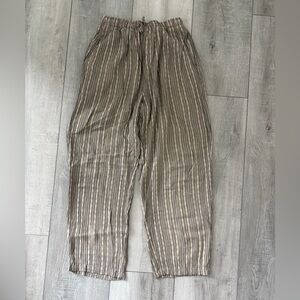 Clio | Vintage Striped Tan & Gray Casual Women's pants